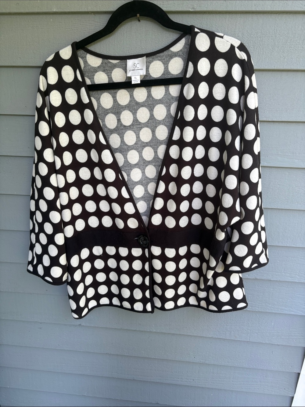 Sara Campbell Black & Cream Polka Dot Single-Button Blazer - Picture 4 of 7